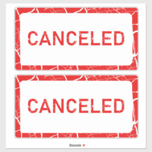 Pegatina Aviso rojo negrita CANCELADO