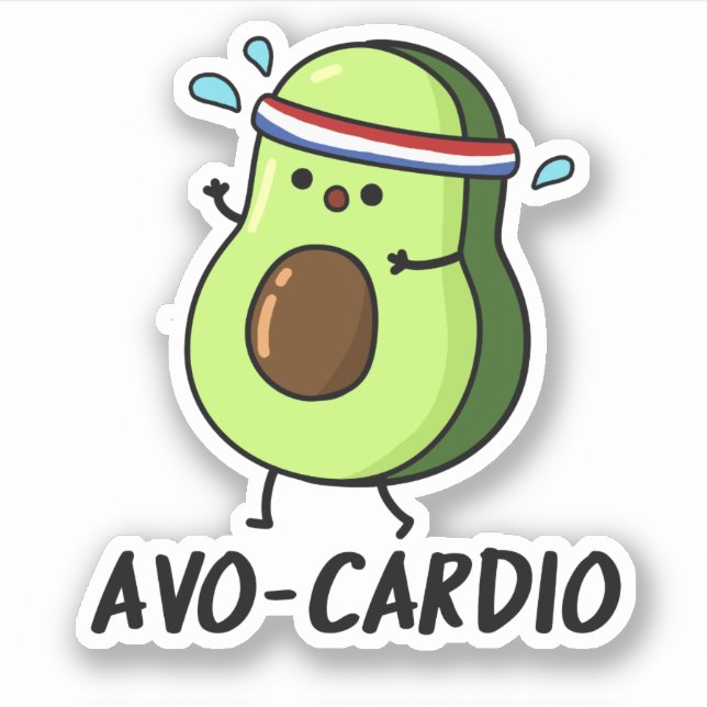 Pegatina Avocardio Funny Ejercicio Aguacate Pun (Anverso)