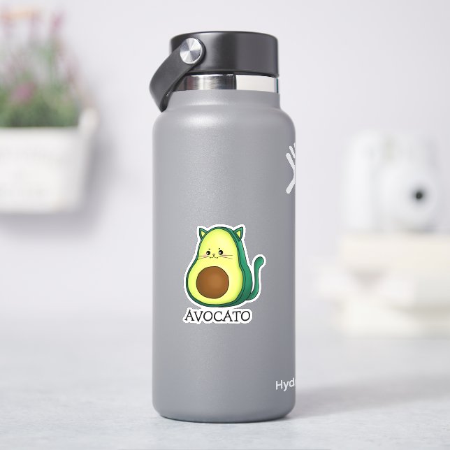 Pegatina Avocato Cat Avocado Pun Custom-Cut Vinyl Sticker (hidrofrasco)