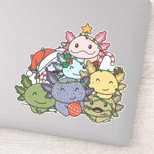 Pegatina Axolotl Árbol de Navidad Divertido animal Navidad 