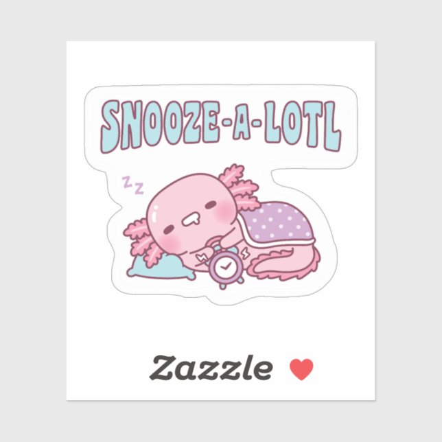 Pegatina Axolotl Durmiente Astuto Se Snooze A Lotl Funny Pu (Hoja)