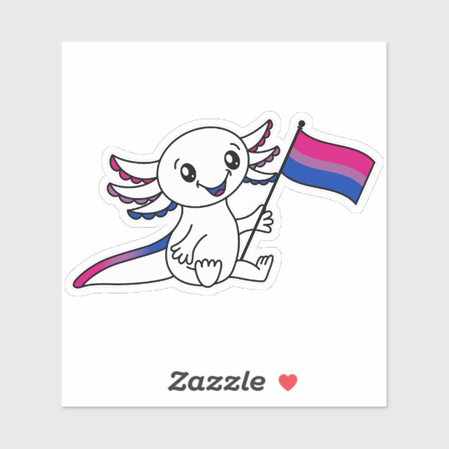 Pegatina Axolotl lindo con bandera del orgullo bisexual LGB (Hoja)