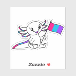 Pegatina Axolotl lindo con bandera del Orgullo de Androgyne