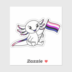 Pegatina Axolotl lindo con bandera del orgullo LGBTQ+