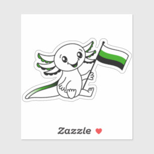Pegatina Axolotl lindo con bandera del orgullo neutroí LGBT