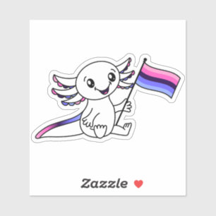 Pegatina Axolotl lindo con bandera del orgullo omnisexual L