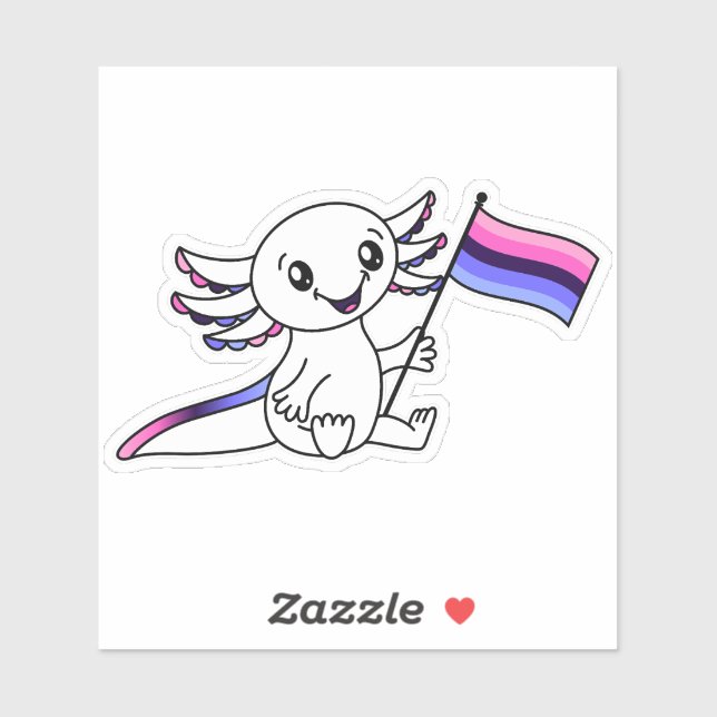 Pegatina Axolotl lindo con bandera del orgullo omnisexual L (Hoja)