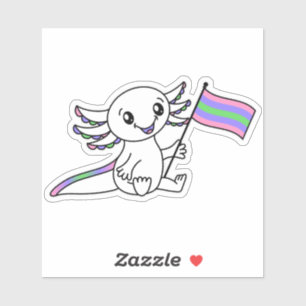 Pegatina Axolotl lindo con bandera del orgullo trisexual LG