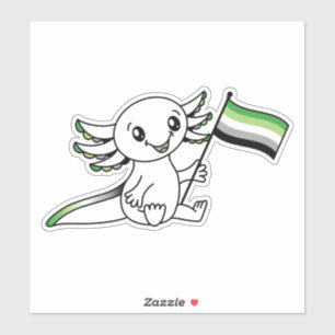 Pegatina Axolotl lindo con la bandera del orgullo amoroso L