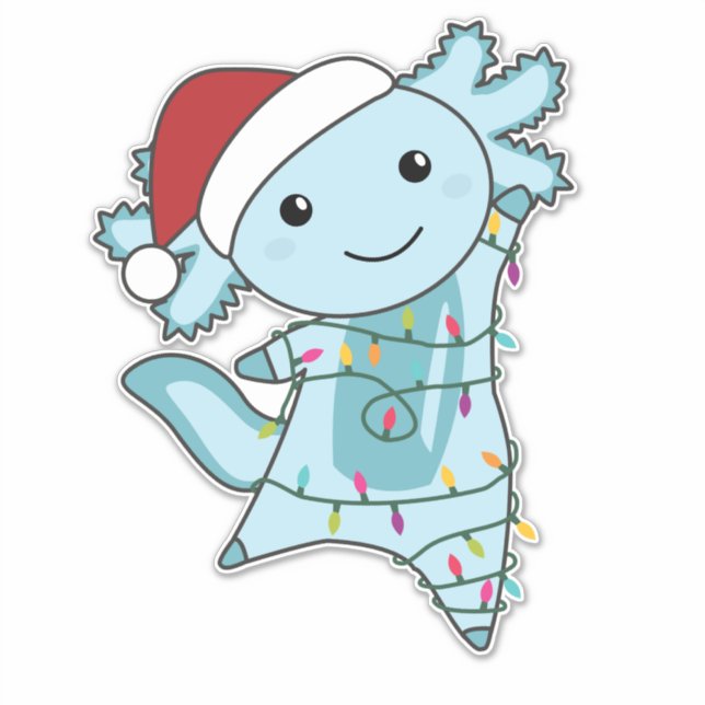 Pegatina Axolotl Merry Christmas Winter Animals Axolotls (Anverso)