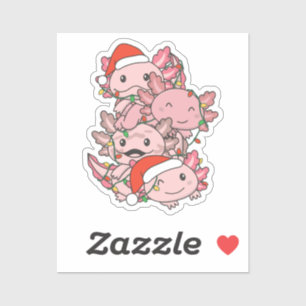 Pegatina Axolotl Navidades de árboles de Navidad Animales A