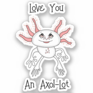 Pegatina Axolotl, Personalizado blanco y rosa