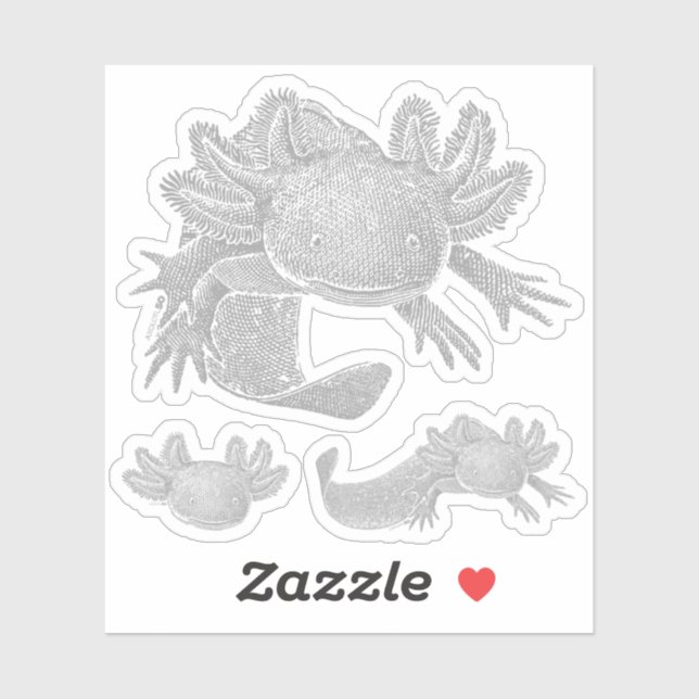 Pegatina Axolotl Stickers - GRAY - 3 Pack (Hoja)