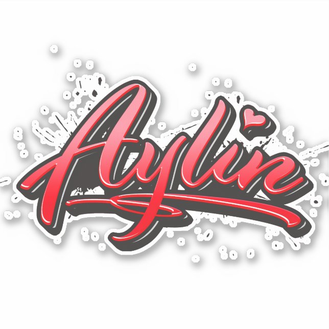 Pegatina Aylin red Heart Graffiti Aufkleber Sticker (Anverso)