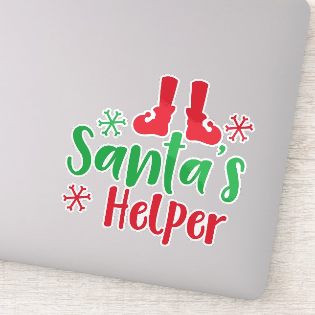 Pegatina Ayudante de Santa, zapatillas de elfo, copos de ni (Detalle)