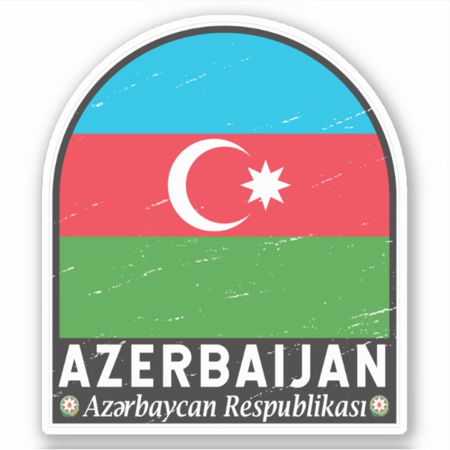 Pegatina Azerbaiyán: El emblema de la bandera está mal cose (Anverso)