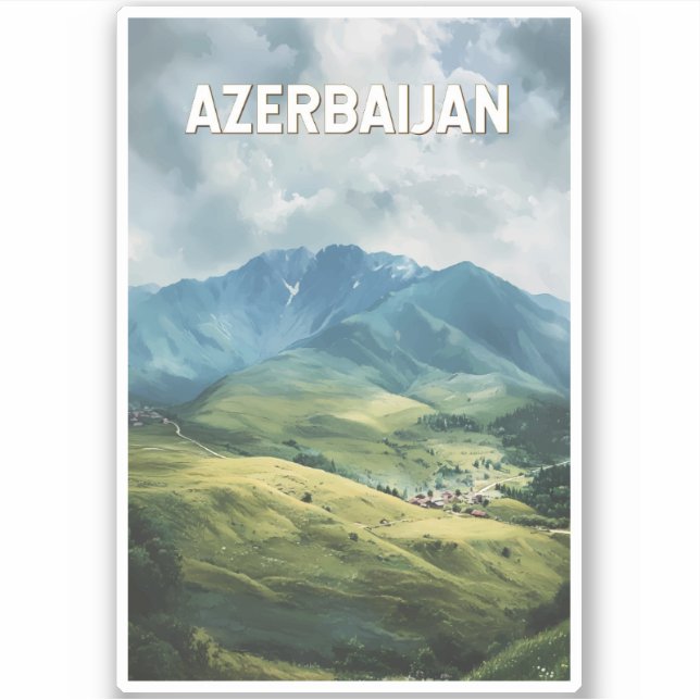 Pegatina Azerbaiyán: Viaje de arte de Ilustracion (Anverso)