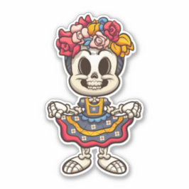 Pegatina Aztec Catrina Skeleton