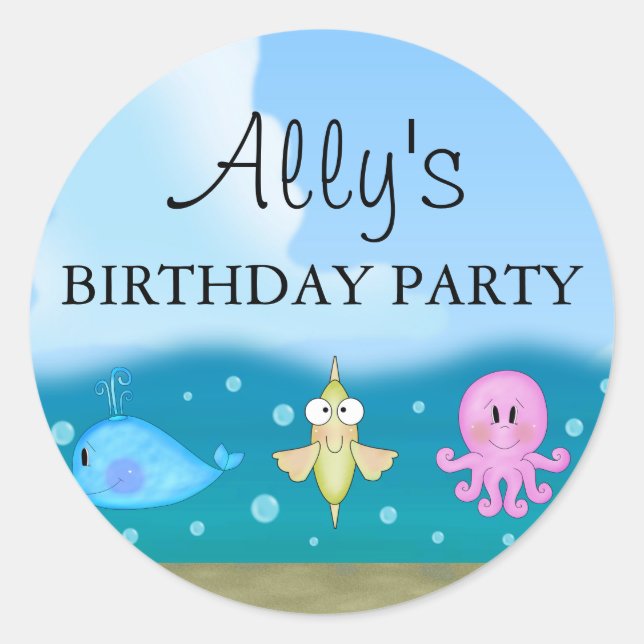 Pegatina Azul Bajo El Mar (Anverso)