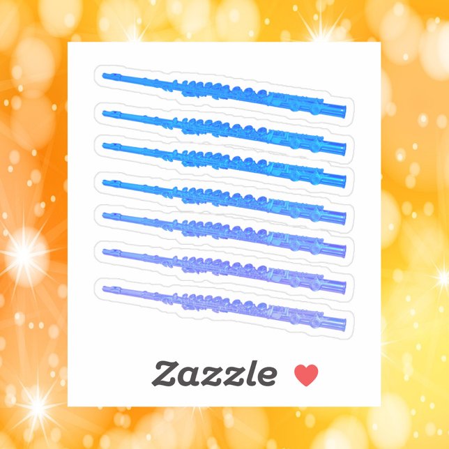 Pegatina Azul de instrumentos musicales de flauta (A die cut sticker of flutes in blue.)