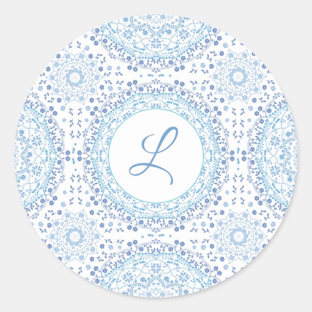 Pegatina azul de Mandala (Anverso)