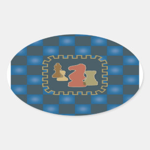 Pegatina azul de piezas de ajedrez