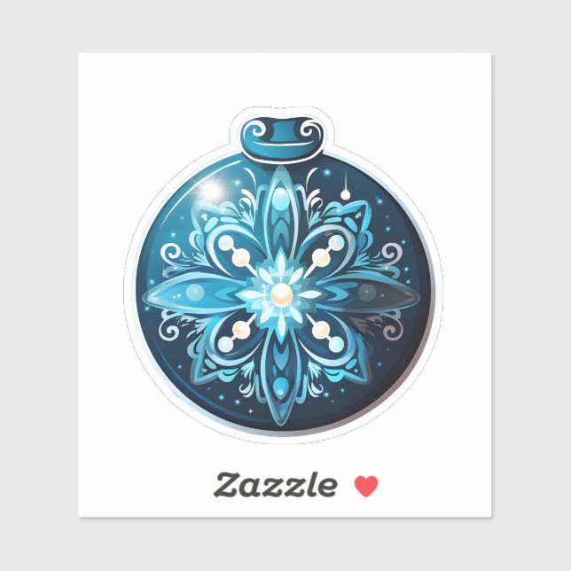 Pegatina azul festivo para Navidades (Hoja)