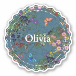 Pegatina Azul floral