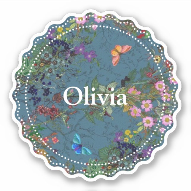 Pegatina Azul floral (Anverso)