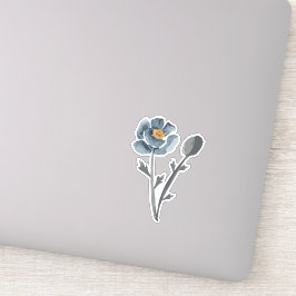 Pegatina Azul floral de amapola