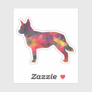 Pegatina Azul Heeler Perro Patrón Geométrico Silueta Múltip
