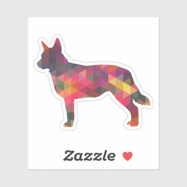 Pegatina Azul Heeler Perro Patrón Geométrico Silueta Múltip (Hoja)