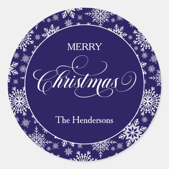 Pegatina azul Personalizado Navidades de script (Anverso)