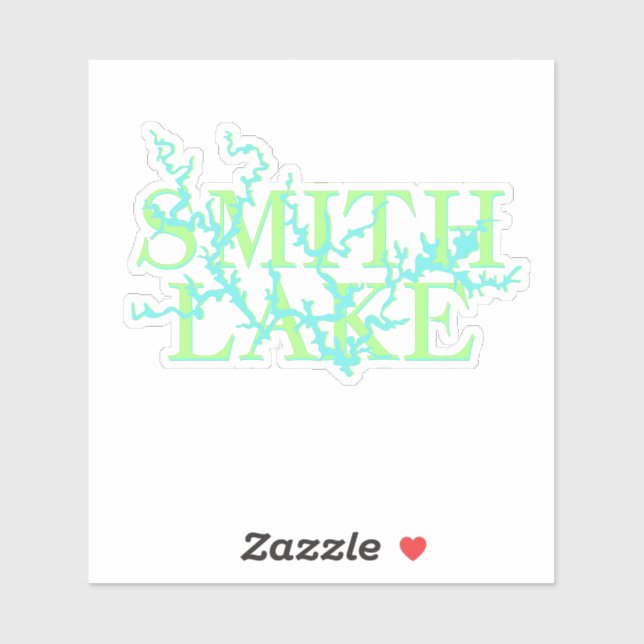 Pegatina azul y verde del mapa del lago Smith (Hoja)