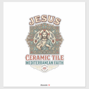 Pegatina Azulejo Jesús Mediterráneo Fe Jesús Cerám
