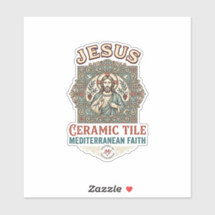 Pegatina Azulejo Jesús Mediterráneo Fe Jesús Cerám