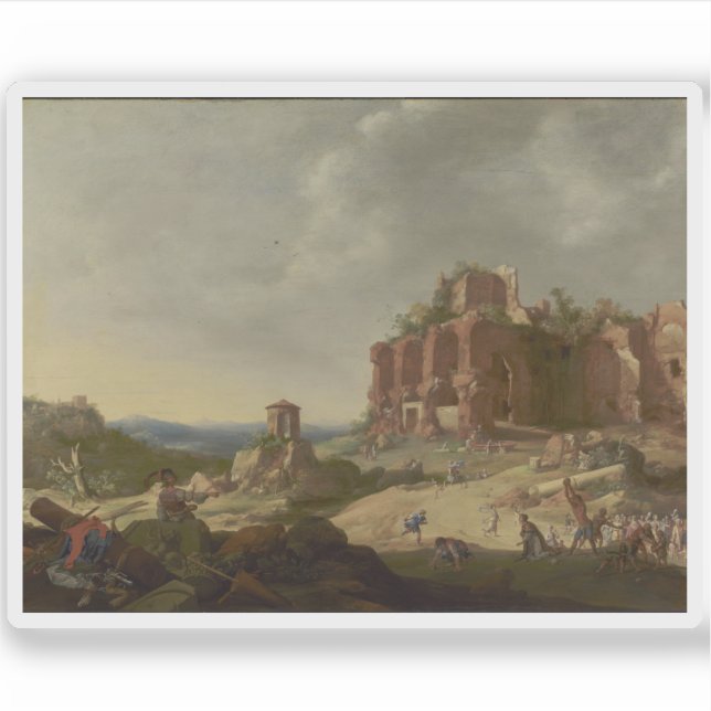 Pegatina B. Breenbergh - La lapidación de San Esteban (Anverso)