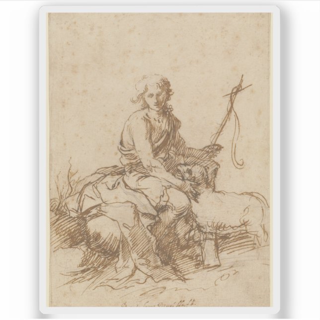 Pegatina B.E. Murillo - El santo juvenil Juan Bautista (Anverso)