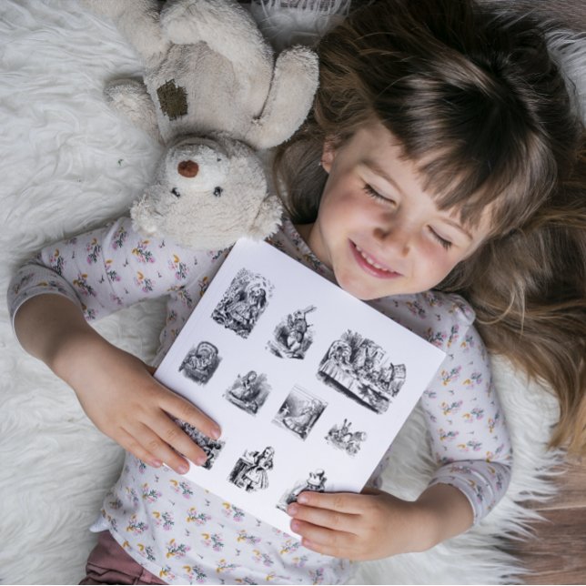 Pegatina B&W ilustracion las aventuras de Alicia en el país (Subido por el creador)