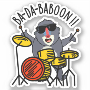Pegatina Ba-da-ba-boon Funny Baboon Pun