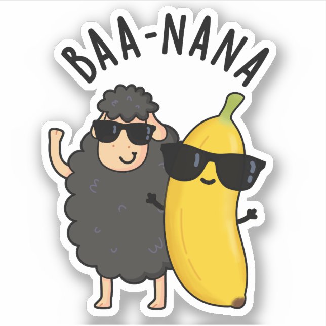Pegatina Baa-nana Funny Banana Puns (Anverso)