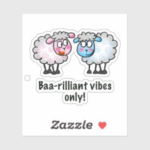 Pegatina Baa-rilliant - Pareja de ovejas de dibujos animado