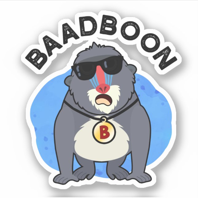Pegatina Baadboon Funny Bad Baboon Pun (Anverso)