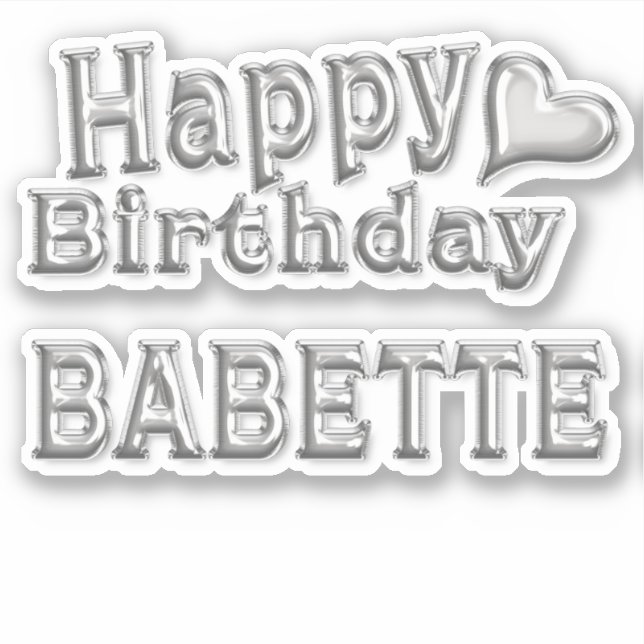 Pegatina Babette Happy Birthday silver Aufkleber Sticker (Anverso)