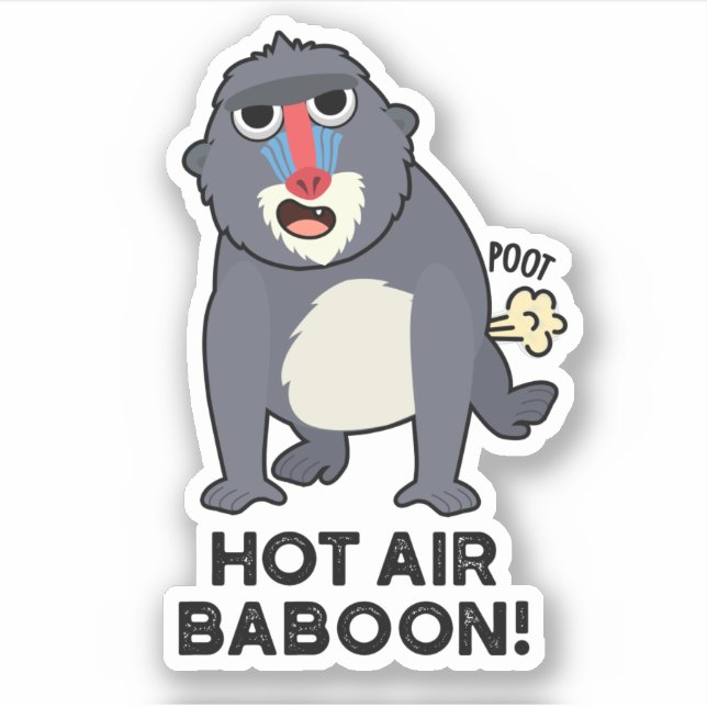 Pegatina Baboon de aire caliente Gracioso Farting Monkey Pu (Anverso)