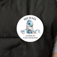 Baby Blue Dragon Shower Custom Name tag