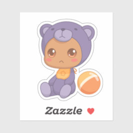 Pegatina Baby Boy Chica Purple Bear Jumpsuit