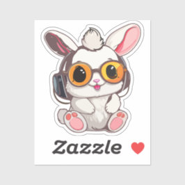 Pegatina Baby Bunny Sticker with Headphones
