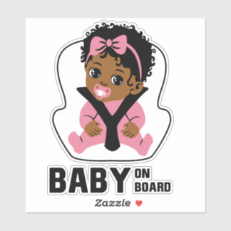 Pegatina Baby On Board Car Seat African American Girl