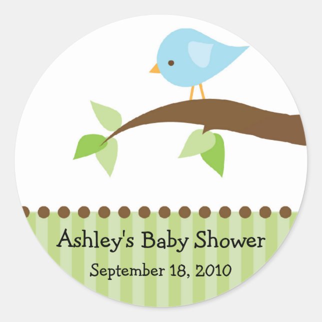 Pegatina Baby Shower Bird Blue Bird (Anverso)